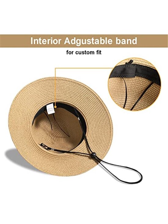 Beach Sun Straw Hats for Women UPF 50+ UV Sun Protection Wide Brim Summer main image 4